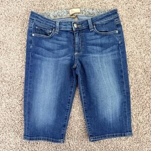 Paige Canyon Short Low Rise Denim Blue Jeans Washed Out Knee Length Women's 27